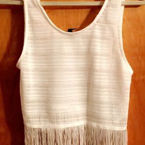Fringe white tank top! Never worn!